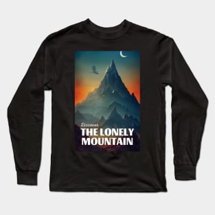 Discover The Lonely Mountain - Travel Poster - Fantasy Funny Long Sleeve T-Shirt